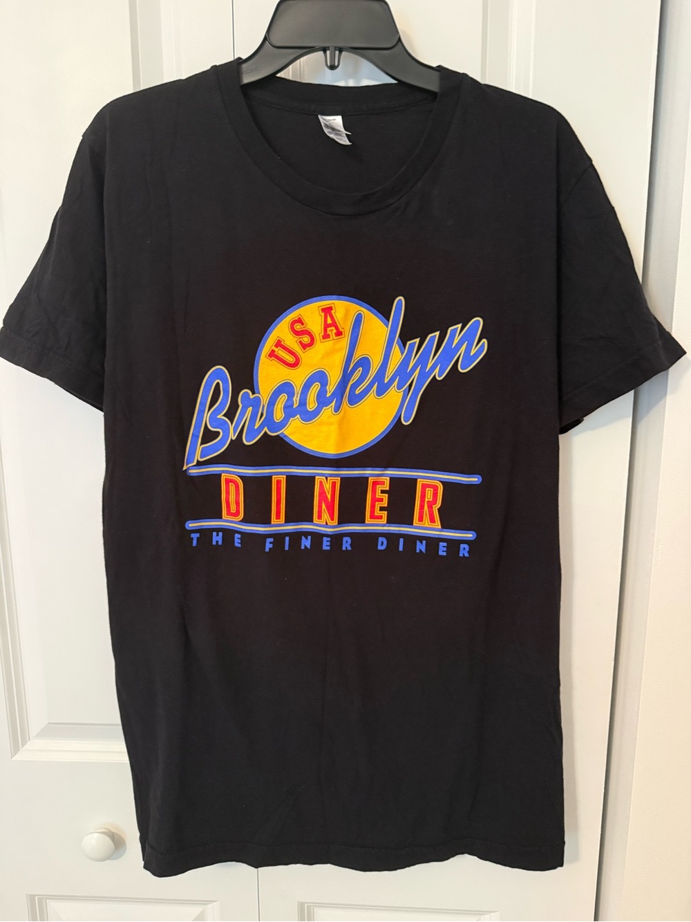 American Apparel Black Brooklyn Diner Graphic Tee with Yellow & Blue Logo